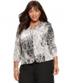 Go glamorous with your next special occasion look--Alex Evenings' plus size evening set features an eye-catching glittery print and flattering fit.