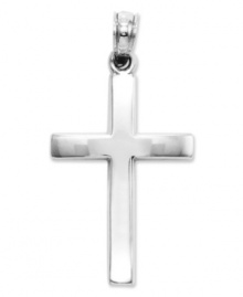 Express your beliefs openly. This beautiful beveled-edge cross charm comes in 14k gold. Chain not included. Approximate length: 1-1/10 inches. Approximate width: 2/3 inch.