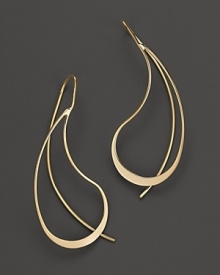 Slim, undulating teardrops of 14K yellow gold. Slim, undulating teardrops of 14K yellow gold.