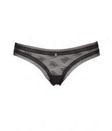 Turn up the heat with this ultra-feminine thong from Elle MacPherson Intimates - Lace-detailed waistband and hem, all-over floral lace, front crystal embellishment - Perfect under virtually any outfit or paired with a matching bra for stylish lounging