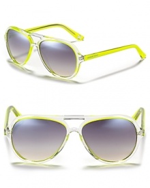 MICHAEL Michael Kors keeps it cool with retro-inspired aviators featuring clear colorblock frames. MICHAEL Michael Kors keeps it cool with retro-inspired aviators featuring clear colorblock frames.