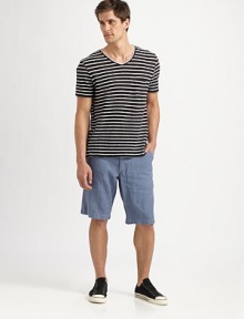 Airy linen lends a cool look and feel to this cozy pair of wear-everywhere shorts.Front button closureZip flyFront slash pocketsBack button-flap patch pocketsInseam, about 11LinenDry cleanImported Airy linen lends a cool look and feel to this cozy pair of wear-everywhere shorts.Front button closureZip flyFront slash pocketsBack button-flap patch pocketsInseam, about 11LinenDry cleanImported