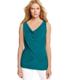 A draped cowl neck & twist detail add feminine flair to this MICHAEL Michael Kors tank -- a stylish spin on a spring staple! A draped cowl neck & twist detail add feminine flair to this MICHAEL Michael Kors tank -- a stylish spin on a spring staple!