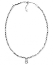 Lock of love. This necklace from Michael Kors is crafted from silver ion-plated steel with glass beads and a glass crystal padlock pendant for a tough-as-nails touch. Approximate length: 16 inches. Approximate drop: 1 inch. Lock of love. This necklace from Michael Kors is crafted from silver ion-plated steel with glass beads and a glass crystal padlock pendant for a tough-as-nails touch. Approximate length: 16 inches. Approximate drop: 1 inch.
