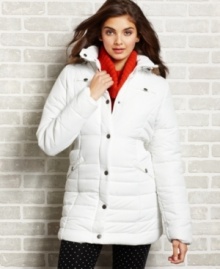 Thick quilting and a fauc-fur-trimmed hood makes YMI's long puffer coat a style you'll want to bundle-up in this season!