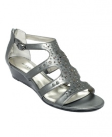 A sexy metallic gladiator like the Jessyca wedges sandals by Alfani are a great choice when you want to be casual and comfortable, yet accessorized to perfection. A sexy metallic gladiator like the Jessyca wedges sandals by Alfani are a great choice when you want to be casual and comfortable, yet accessorized to perfection.