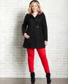 Melt away the cold in Dollhouse's plus size toggle coat, featuring a hood-- it's a must-have for the season!