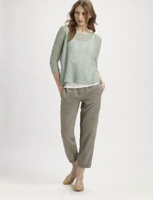 A romantic knit in a gorgeous muted hue with a flattering, relaxed fit.BoatneckThree-quarter sleevesAbout 23 from shoulder to hemLinenDry cleanImported of Italian fabric Model shown is 5'10 (177cm) wearing US size Small. A romantic knit in a gorgeous muted hue with a flattering, relaxed fit.BoatneckThree-quarter sleevesAbout 23 from shoulder to hemLinenDry cleanImported of Italian fabric Model shown is 5'10 (177cm) wearing US size Small.