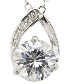 Be brilliant this season. City by City's beautiful embellished pendant cradles a round-cut clear cubic zirconia (4-5/8 ct. t.w.). Set in silver tone mixed metal. Nickel-free for sensitive skin. Approximate length: 15 inches + 3-inch extender. Approximate drop: 3/4 inch. Be brilliant this season. City by City's beautiful embellished pendant cradles a round-cut clear cubic zirconia (4-5/8 ct. t.w.). Set in silver tone mixed metal. Nickel-free for sensitive skin. Approximate length: 15 inches + 3-inch extender. Approximate drop: 3/4 inch.