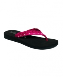Bring on the glam! Satin ruffles and rhinestone accents make the Fluff flip flops by Marc Fisher the ultimate in flirty fashion. Available exclusively at Macy's. Bring on the glam! Satin ruffles and rhinestone accents make the Fluff flip flops by Marc Fisher the ultimate in flirty fashion. Available exclusively at Macy's.