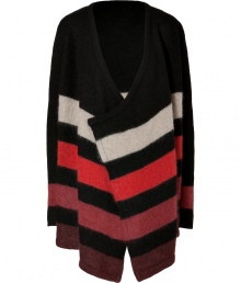 Cozy yet undeniably chic, this elegantly draped cardigan highlights the silhouette of the new season in a soft knit striped pattern - Open silhouette, long sleeves, draped fit, striped pattern - Pairs perfectly with skinny jeans, a neutral tee, and ankle booties Cozy yet undeniably chic, this elegantly draped cardigan highlights the silhouette of the new season in a soft knit striped pattern - Open silhouette, long sleeves, draped fit, striped pattern - Pairs perfectly with skinny jeans, a neutral tee, and ankle booties