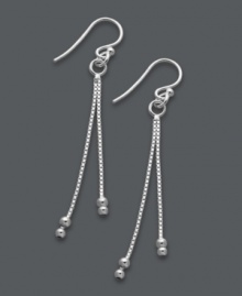 The petite version of a statement-making shoulder duster. Giani Bernini's elegantly-crafted drop earrings feature two box chains accented by polished beaded ends. Crafted from sterling silver. Approximate drop: 2 inches. The petite version of a statement-making shoulder duster. Giani Bernini's elegantly-crafted drop earrings feature two box chains accented by polished beaded ends. Crafted from sterling silver. Approximate drop: 2 inches.