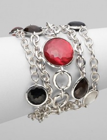 From the Wonderland Collection. A dramatic, 5-strand design with clear quartz, mother-of-pearl accents and onyx stones set in sterling silver.Clear quartz, mother-of-pearl, onyx Sterling silver Length, 7¾ Clasp closure Imported From the Wonderland Collection. A dramatic, 5-strand design with clear quartz, mother-of-pearl accents and onyx stones set in sterling silver.Clear quartz, mother-of-pearl, onyx Sterling silver Length, 7¾ Clasp closure Imported