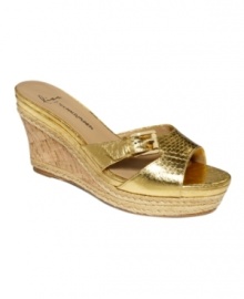 A bit of glitz; a bit of height Lisa for Donald J Pliner's Wanda slide wedges feature the cutest woven wedge. A bit of glitz; a bit of height Lisa for Donald J Pliner's Wanda slide wedges feature the cutest woven wedge.