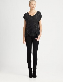 Delicate beading adds a subtle touch of glam to this flowy silk pullover.V-neckShort sleevesPullover styleAbout 18 from shoulder to hemSilkDry cleanImportedModel shown is 5'11 (180cm) wearing US size Small. Delicate beading adds a subtle touch of glam to this flowy silk pullover.V-neckShort sleevesPullover styleAbout 18 from shoulder to hemSilkDry cleanImportedModel shown is 5'11 (180cm) wearing US size Small.