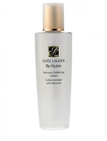Silky refreshment shimmering with elemental gold. Re-Nutriv Intensive Softening Lotion removes surface impurities while it perfects skin's surface. Luxuriously silky, it leaves skin with an invisible veil of moisture. Smoothing, softening and refreshing, it helps maintain the optimum oil/moisture balance. Wonderfully pampering, this alcohol-free lotion prepares your skin to get the maximum benefit from the rest of your Re-Nutriv Intensive Lifting skincare. 8.4 oz. Silky refreshment shimmering with elemental gold. Re-Nutriv Intensive Softening Lotion removes surface impurities while it perfects skin's surface. Luxuriously silky, it leaves skin with an invisible veil of moisture. Smoothing, softening and refreshing, it helps maintain the optimum oil/moisture balance. Wonderfully pampering, this alcohol-free lotion prepares your skin to get the maximum benefit from the rest of your Re-Nutriv Intensive Lifting skincare. 8.4 oz.