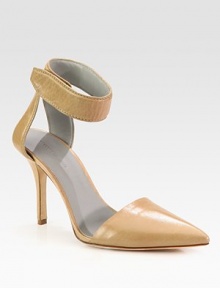 Complete your girl-about-town look in this leather point toe pump with a wide ankle strap and slender heel. Self-covered heel, 4 (100mm)Leather upperPoint toeAnkle strap with velcro strapLeather lining and solePadded insoleImported Complete your girl-about-town look in this leather point toe pump with a wide ankle strap and slender heel. Self-covered heel, 4 (100mm)Leather upperPoint toeAnkle strap with velcro strapLeather lining and solePadded insoleImported
