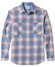 This stylish button down plaid by Lucky Brand Jeans will make you feel like a modern cowboy. This stylish button down plaid by Lucky Brand Jeans will make you feel like a modern cowboy.