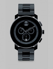 A sleek and modern timepiece designed with three-eye chronograph functionality and Swiss quartz precision. Round bezel Quartz movement Three-eye chronograph functionality Water resistant to 3 ATM Date function at 6 o'clock Second hand Stainless steel/composite case: 43.5mm (1.71) Metal bracelet Imported A sleek and modern timepiece designed with three-eye chronograph functionality and Swiss quartz precision. Round bezel Quartz movement Three-eye chronograph functionality Water resistant to 3 ATM Date function at 6 o'clock Second hand Stainless steel/composite case: 43.5mm (1.71) Metal bracelet Imported