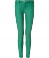 With their bright green hue and extra slim silhouette, Marc by Marc Jacobs skinny jeans lend an edgy kick to every outfit - Classic five-pocket style, button closure, zip fly, belt loops - Extra form-fitting - Wear with an oversized knit and ankle boots or flats