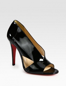 Sultry patent leather number with a peep toe and cut-out sides. Self-covered heel, 4 (100mm)Patent leather upperLeather liningSignature red leather solePadded insoleMade in ItalyOUR FIT MODEL RECOMMENDS ordering one size up as this style runs small. Sultry patent leather number with a peep toe and cut-out sides. Self-covered heel, 4 (100mm)Patent leather upperLeather liningSignature red leather solePadded insoleMade in ItalyOUR FIT MODEL RECOMMENDS ordering one size up as this style runs small.