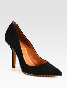 Timeless point toe suede design is revitalized with a goldtone zipper along the outer edge. Self-covered heel, 4 (100mm)Suede upper with zipper trimPoint toeLeather lining and solePadded insoleMade in ItalyOUR FIT MODEL RECOMMENDS ordering one half size up as this style runs small. Timeless point toe suede design is revitalized with a goldtone zipper along the outer edge. Self-covered heel, 4 (100mm)Suede upper with zipper trimPoint toeLeather lining and solePadded insoleMade in ItalyOUR FIT MODEL RECOMMENDS ordering one half size up as this style runs small.
