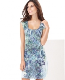 Fun prints on a roomy cut. One World's smocked scoopneck chemise is pretty and comfy. Fun prints on a roomy cut. One World's smocked scoopneck chemise is pretty and comfy.