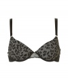 Stylish bra in fine synthetic stretch - fashionable Leo print in khaki and black - with lightly padded cups and narrow, adjustable straps - hook closure - a dream piece, perfect for wider necklines - perfect, snug fit - sweet, sexy, seductive - works under (almost) all outfits
