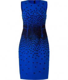 Luxurious dress in fine vibrant blue silk - very light and flattering quality - by Jason Wu, THE new fashion darling from New York - with his feminine designs he even conquered the closet of First Lady Michelle Obama -classic shift cut, figure hugging, waist fitted, with high crew neck - no sleeves - elegant embellishment with tiny flowers - slim skirt in pleasant mid-thigh length - a dream dess, fashionable AND sophisticated, for stylish women - pair with hot booties, glamorous sandals, noble platform pumps Luxurious dress in fine vibrant blue silk - very light and flattering quality - by Jason Wu, THE new fashion darling from New York - with his feminine designs he even conquered the closet of First Lady Michelle Obama -classic shift cut, figure hugging, waist fitted, with high crew neck - no sleeves - elegant embellishment with tiny flowers - slim skirt in pleasant mid-thigh length - a dream dess, fashionable AND sophisticated, for stylish women - pair with hot booties, glamorous sandals, noble platform pumps