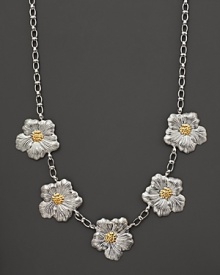 Delicate gardenias, captured at the height of their beauty in sterling silver and 18K yellow gold, bloom on this necklace from Buccellati. Delicate gardenias, captured at the height of their beauty in sterling silver and 18K yellow gold, bloom on this necklace from Buccellati.