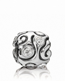 Swirling lines and bezel-set cubic zirconia stones make this sterling silver PANDORA charm bewitching. Swirling lines and bezel-set cubic zirconia stones make this sterling silver PANDORA charm bewitching.