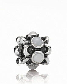 A ring of sterling silver flowers is punctuated with elegant white agate stones. Charm by PANDORA. A ring of sterling silver flowers is punctuated with elegant white agate stones. Charm by PANDORA.