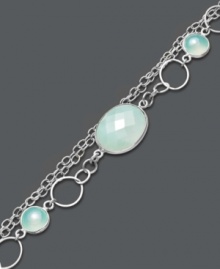 Add sweet shimmer and a touch of polish. Studio Silver's delicate multi-chain bracelet highlights oval and round-cut chalcedony (10-8/10 ct. t.w.) set in sterling silver. Approximate length: 7-1/2 inches. Add sweet shimmer and a touch of polish. Studio Silver's delicate multi-chain bracelet highlights oval and round-cut chalcedony (10-8/10 ct. t.w.) set in sterling silver. Approximate length: 7-1/2 inches.