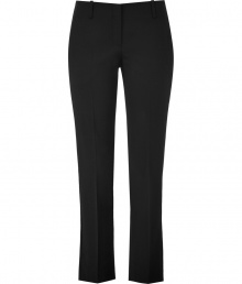 Bring trend-right style to your workweek favorites with these cropped pants from Theory - Flat front, belt loops, off-seam pockets, back welt pockets, fitted, cropped silhouette - Style with a billowy blouse, a blazer, and classic pumps