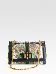Luxurious python with a colorful print accented with supple leather trim and radiant hardware.Double chain shoulder straps, 12 dropPush-lock flap closureOne inside zip pocketOne inside open pocketSignature red lining10W X 6¼H X 2¾DMade in Italy Luxurious python with a colorful print accented with supple leather trim and radiant hardware.Double chain shoulder straps, 12 dropPush-lock flap closureOne inside zip pocketOne inside open pocketSignature red lining10W X 6¼H X 2¾DMade in Italy