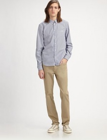 Effortless cool and all-day comfort are a breeze with these straight-leg fitting pants tailored in garment-dyed cotton.Five-pocket styleInseam, about 3398% cotton/2% spandexMachine washImported Effortless cool and all-day comfort are a breeze with these straight-leg fitting pants tailored in garment-dyed cotton.Five-pocket styleInseam, about 3398% cotton/2% spandexMachine washImported