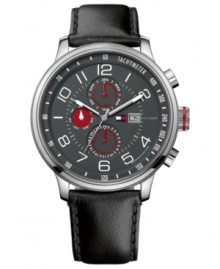 A handsome sport watch from Tommy Hilfiger with iconic red, white and blue accents. A handsome sport watch from Tommy Hilfiger with iconic red, white and blue accents.