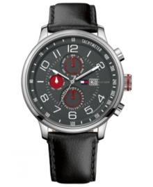 A handsome sport watch from Tommy Hilfiger with iconic red, white and blue accents.