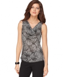 Skip the solids-layer a printed cami, like this one from Tahari by ASL, below your suit jacket for extra flair. Skip the solids-layer a printed cami, like this one from Tahari by ASL, below your suit jacket for extra flair.