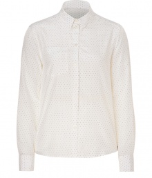 Stylish top in fine, cream silk and cotton blend - Elegant, on-trend polka dot motif - Slim, classic button down silhouette, cut slightly longer in the back - Small collar, chest pocket and gently rounded hem - Chic and timeless, great for everyday - Go for a casual look with jeans and ballet flats, or dress it up with a pleated mini and ankle booties Stylish top in fine, cream silk and cotton blend - Elegant, on-trend polka dot motif - Slim, classic button down silhouette, cut slightly longer in the back - Small collar, chest pocket and gently rounded hem - Chic and timeless, great for everyday - Go for a casual look with jeans and ballet flats, or dress it up with a pleated mini and ankle booties