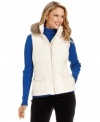 Charter Club's zip-front vest features a faux-fur trimmed hood and quilted style to keep you cozy!