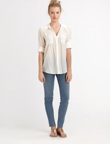 Whisperweight cotton crepe styled in a classic button-down with easy roll-tab sleeves.Point collarShoulder yokeChest pocketsButton-frontRoll-tab sleevesShirttail hemAbout 26 from shoulder to hemCottonHand washImportedModel shown is 5'10 (177cm) wearing US size Small. Whisperweight cotton crepe styled in a classic button-down with easy roll-tab sleeves.Point collarShoulder yokeChest pocketsButton-frontRoll-tab sleevesShirttail hemAbout 26 from shoulder to hemCottonHand washImportedModel shown is 5'10 (177cm) wearing US size Small.