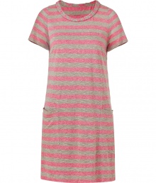 Loose and laid-back, Marc by Marc Jacobss pink and cream t-shirt dress lets you show your stripes in sporty style - Crafted in a soft, lighter weight viscose and linen blend - Relaxed A-line silhouette - Short sleeves and classic crew neck - Two large pockets at hips - Casually chic, ideal for weekends and off-duty time - Pair with ballet flats, sandals or trainers Loose and laid-back, Marc by Marc Jacobss pink and cream t-shirt dress lets you show your stripes in sporty style - Crafted in a soft, lighter weight viscose and linen blend - Relaxed A-line silhouette - Short sleeves and classic crew neck - Two large pockets at hips - Casually chic, ideal for weekends and off-duty time - Pair with ballet flats, sandals or trainers