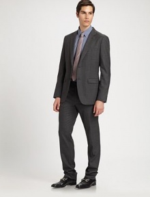 A modern-fitting silhouette heightens the level of sophistication of this dress pant tailored in finely textured, Italian wool.Flat-front styleSide slash, back welt pocketsSingle coin pocketInseam, about 34½WoolDry cleanImported A modern-fitting silhouette heightens the level of sophistication of this dress pant tailored in finely textured, Italian wool.Flat-front styleSide slash, back welt pocketsSingle coin pocketInseam, about 34½WoolDry cleanImported