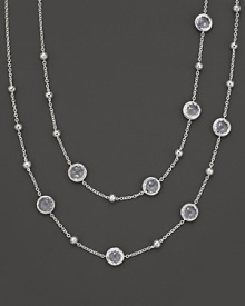 Sterling silver hammered ball illusion chain in clear quartz. Designed by Ippolita. Sterling silver hammered ball illusion chain in clear quartz. Designed by Ippolita.