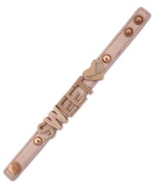 Sweetheart appeal. BCBGeneration delivers a message that's both loving and stylish on this blush-colored PVC bracelet. Crafted from rose gold-tone mixed metal. Approximate length: 8 inches. Sweetheart appeal. BCBGeneration delivers a message that's both loving and stylish on this blush-colored PVC bracelet. Crafted from rose gold-tone mixed metal. Approximate length: 8 inches.
