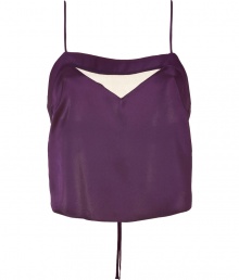 Inject of-the-moment style into your boudoir look with this silk crop top from Kiki de Montparnasse - Square neck, adjustable spaghetti straps, cropped silhouette, sheer panels, back tie closure - Style with silk tap shorts and a robe for stylish lounging Inject of-the-moment style into your boudoir look with this silk crop top from Kiki de Montparnasse - Square neck, adjustable spaghetti straps, cropped silhouette, sheer panels, back tie closure - Style with silk tap shorts and a robe for stylish lounging