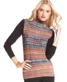 A striped rhinestone print adds clever sparkle to this Cynthia Rowley top -- a must-have from her capsule collection, Print Edition! A striped rhinestone print adds clever sparkle to this Cynthia Rowley top -- a must-have from her capsule collection, Print Edition!