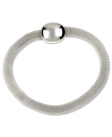 Mesh master. Add some interest to your everyday look with this textured bracelet from Anne Klein. The flex design features a tactile mesh pattern punctuated with a solid, silvery stone. Crafted in imitation rhodium silver tone mixed metal. Approximate diameter: 7-3/4 inches. Mesh master. Add some interest to your everyday look with this textured bracelet from Anne Klein. The flex design features a tactile mesh pattern punctuated with a solid, silvery stone. Crafted in imitation rhodium silver tone mixed metal. Approximate diameter: 7-3/4 inches.