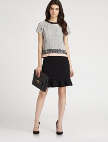 You're guaranteed to make a statement in this short-sleeved, sequined, honeycomb top with a fancy, layered hem.Round necklineShort sleevesBack zipperLayered hemAbout 21 from shoulder to hemSilkDry cleanImportedModel shown is 5'10 (177cm) wearing US size Small. You're guaranteed to make a statement in this short-sleeved, sequined, honeycomb top with a fancy, layered hem.Round necklineShort sleevesBack zipperLayered hemAbout 21 from shoulder to hemSilkDry cleanImportedModel shown is 5'10 (177cm) wearing US size Small.